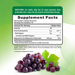 Nature's Truth Magnesium Glycinate Gummies close-up highlighting sour grape flavor.