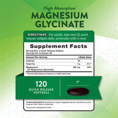 Nature's Truth Magnesium Glycinate softgels ready to swallow for convenient daily nutrition.