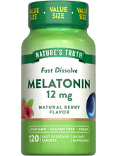 Nature's Truth melatonin 12mg tablets on a blister pack for easy nightly use