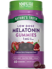 Nature's Truth melatonin gummies bottle front shows 1 mg per serving for easy nightly use