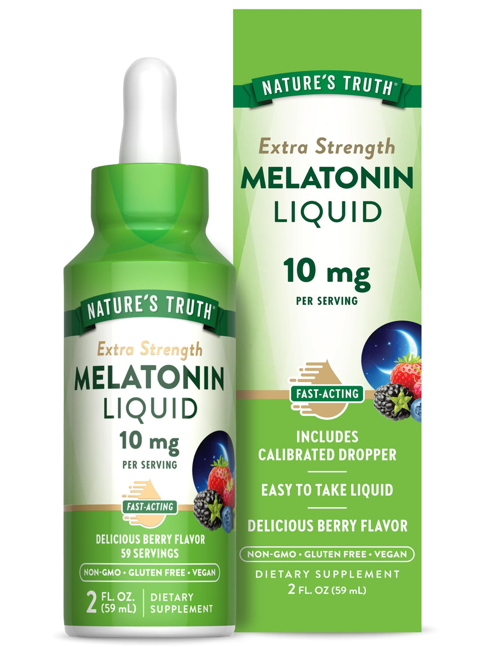 Nature's Truth Melatonin Liquid berry flavor bottle for nightly routine.