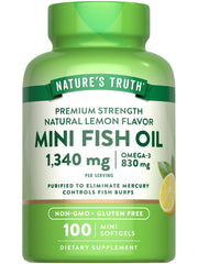 Nature's Truth mini fish oil omega-3 lemon softgels for easy daily support