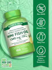 Nature's Truth omega-3 purified fish oil bottle label highlights dosage