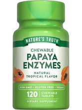 Nature's Truth Papaya Enzyme chewable tablets bottle shown for convenient after-meal digestion support