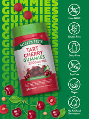 Nature's Truth Tart Cherry Gummies close-up showing texture and color.
