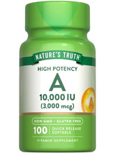 Nature's Truth Vitamin A softgels bottle closeup for daily use