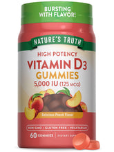 Nature's Truth Vitamin D3 gummies bottle with peach flavor for daily use