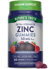 Nature's Truth Zinc Gummies berry bottle front supports daily, vegan wellness.