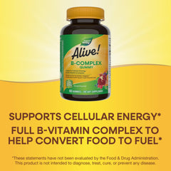 Nature's Way Alive B-Complex Gummies serving two gummies for daily use.