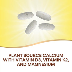 Nature’s Way Alive! Calcium tablets closeup highlighting 1,200 mg calcium and minerals.