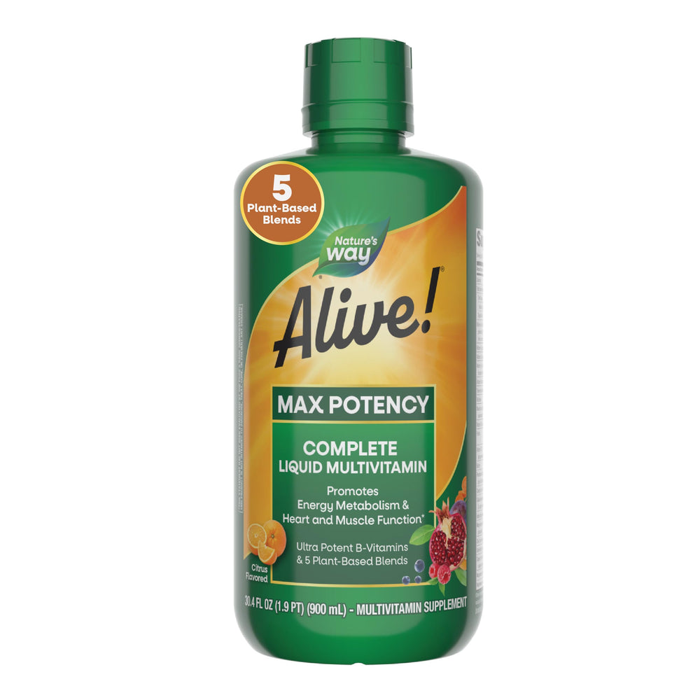 Nature’s Way Alive liquid multivitamin bottle front view showing citrus formulation