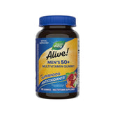 Nature's Way Alive! Men’s 50+ bottle front with colorful gummies for daily wellness.