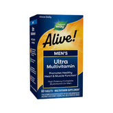 Nature's Way Alive! Men's bottle front with complete daily multivitamin for energy support.