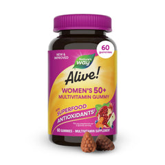 Nature’s Way Alive! 50+ gummy bottle on a counter for daily wellness support