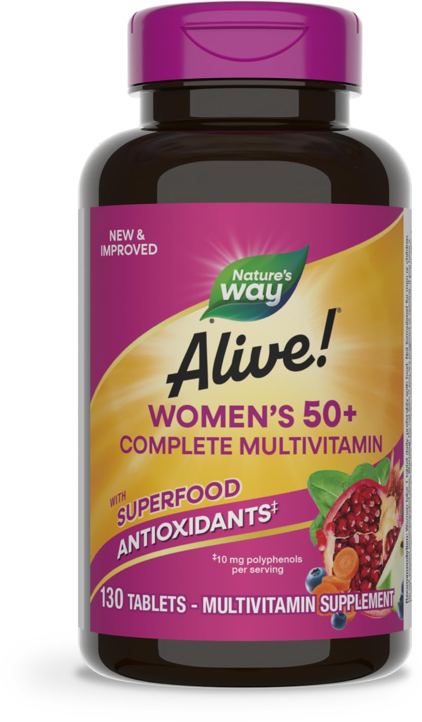 Nature's Way Alive! Women's 50+ tablet close-up for daily energy support.