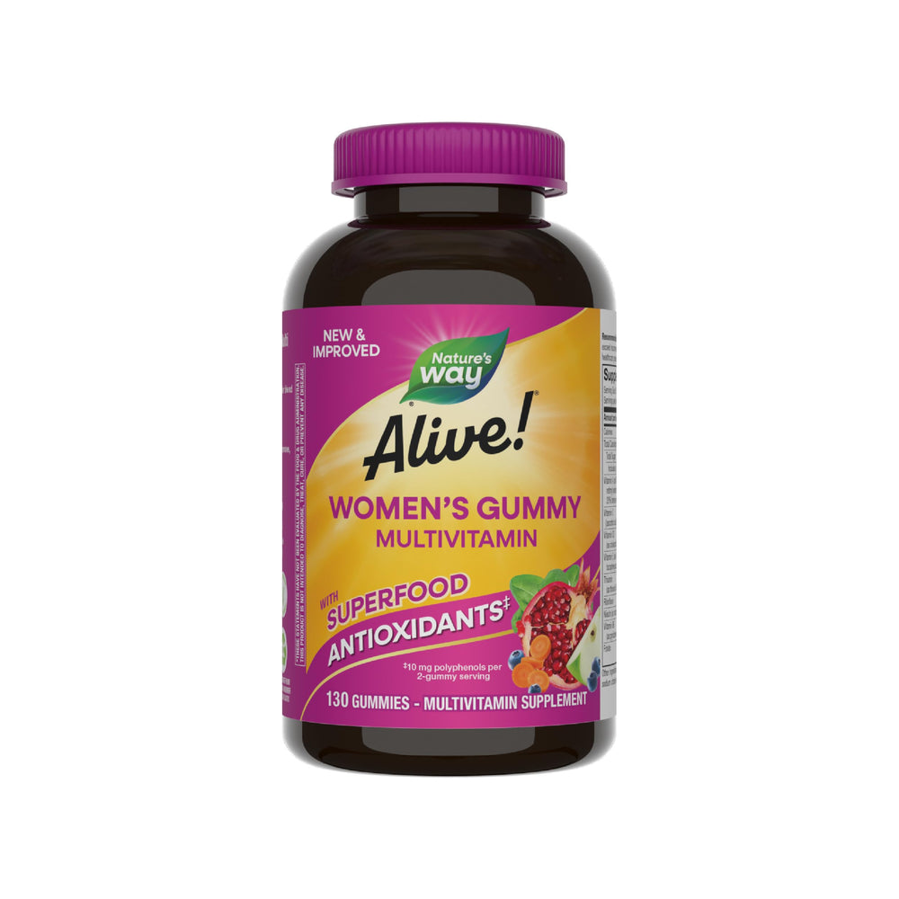 Nature's Way Alive! women's gummy multivitamins in mixed berry bottle for daily wellness