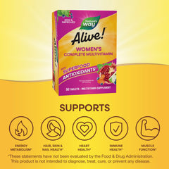 Nature's Way Alive! Women’s multivitamin daily-use tablet for everyday nutrition.
