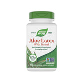 Nature's Way Aloe Latex with Fennel capsules bottle view: vegan and gluten-free formula.
