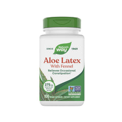 Nature's Way Aloe Latex with Fennel capsules bottle view: vegan and gluten-free formula.