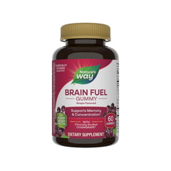 Nature's Way Brain Fuel gummies bottle for on-the-go mental support.