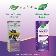 Nature's Way elderberry extract bottle designed for pediatric immune support