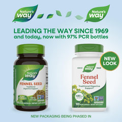 Nature's Way fennel seed label front confirms gluten-free and vegan status