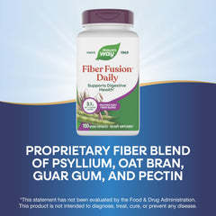 Nature's Way Fiber Fusion Daily capsules in hand, easy daily intake.