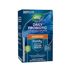 Nature's Way Fortify 50+ bottle for daily digestive support.