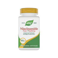 Nature's Way Niacinamide bottle showing non-flush vitamin B3 for energy support