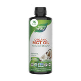 Nature’s Way Organic MCT Oil bottle pour for quick, flavorless energy to start your day