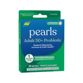 Nature's Way Pearls Adult 50+ probiotic bottle promoting daily digestive balance.