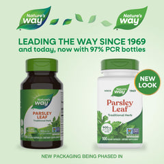 Nature's Way Parsley Leaf bottle label noting gluten-free and Non-GMO status