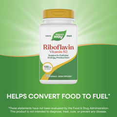 Nature's Way Riboflavin packaging side highlights gluten-free claim.