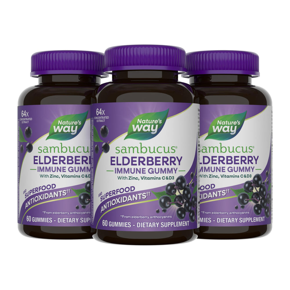 Nature’s Way Sambucus bottle front showing family-friendly immune support.