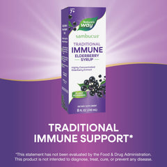 Nature's Way Sambucus dose cup shown for simple daily dosing.
