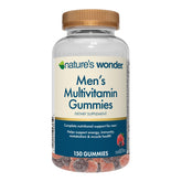 Nature's Wonder Men's Multivitamin Gummies bottle front displaying berry flavor and daily energy support