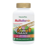 NaturesPlus Animal Parade Gold bottle front with colorful chewables for kids' daily nutrition.