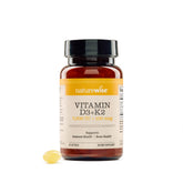 NatureWise D3 + K2 softgels bottle front highlights bone health support.
