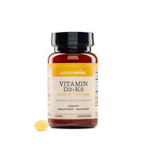 NatureWise vitamin D3 K2 bottle with easy-to-swallow capsules for daily bone support.