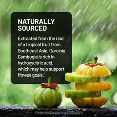 Vegan capsules from NatureWise Garcinia Cambogia in a clear bottle.