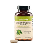 NatureWise Green Coffee Bean Extract bottle close-up showing 800 mg capsules for energy support