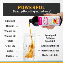 NatureWise Liquid Collagen mango glass highlights fruity flavor.