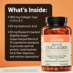 NatureWise Multi Collagen capsules close-up, tasteless and easy to swallow