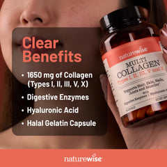 NatureWise Multi Collagen capsules with DigeSEB enzyme blend suggesting digestion support