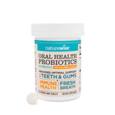 NatureWise oral probiotics bottle close-up promoting fresh breath