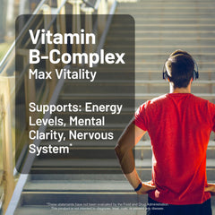 NatureWise Vitamin B Complex bottle back label explains ingredients and dosing details