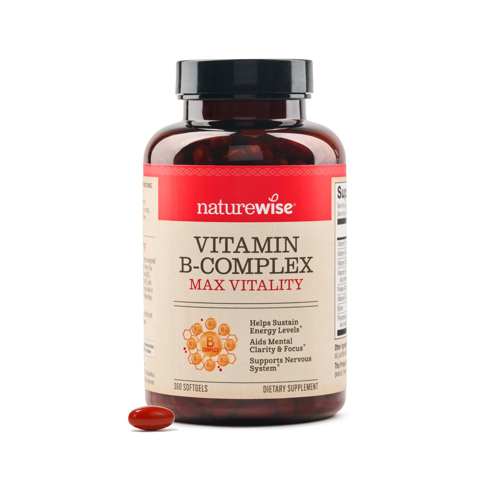NatureWise Vitamin B Complex bottle front showing the label and branding.