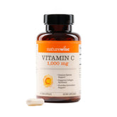 NatureWise Vitamin C 1000mg capsules in bottle front for everyday antioxidant support.