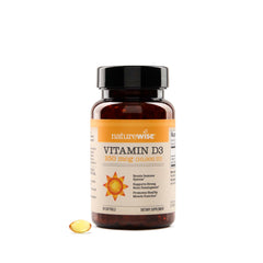 NatureWise Vitamin D3 10,000 IU bottle closeup for immune and bone support