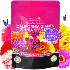 NatureZ Edge Zinnia Seeds California Giants bulk packet ready for outdoor beds.